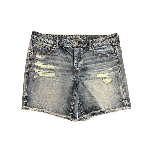 American Eagle women’s 14 slouchy Bermuda shorts button fly distressed - Picture 1 of 8